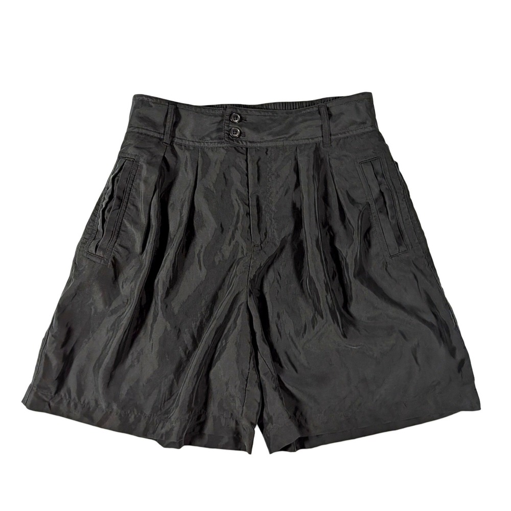 By Anthropologie Pleated Long Shorts Black High Rise Modal Size 2 - Picture 3 of 16